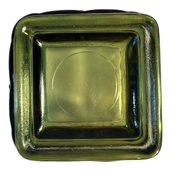 Vintage Anchor Hocking Square Green Glass Dish Bowl Grapes and Leaves - Picture 4 of 5